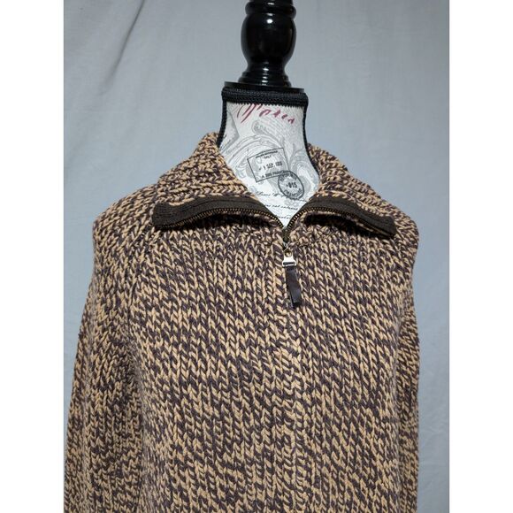 Old Navy Women's VTG Brown Tan Marled Knit Quarter Zip Sweater Jacket Size Large - Picture 2 of 10